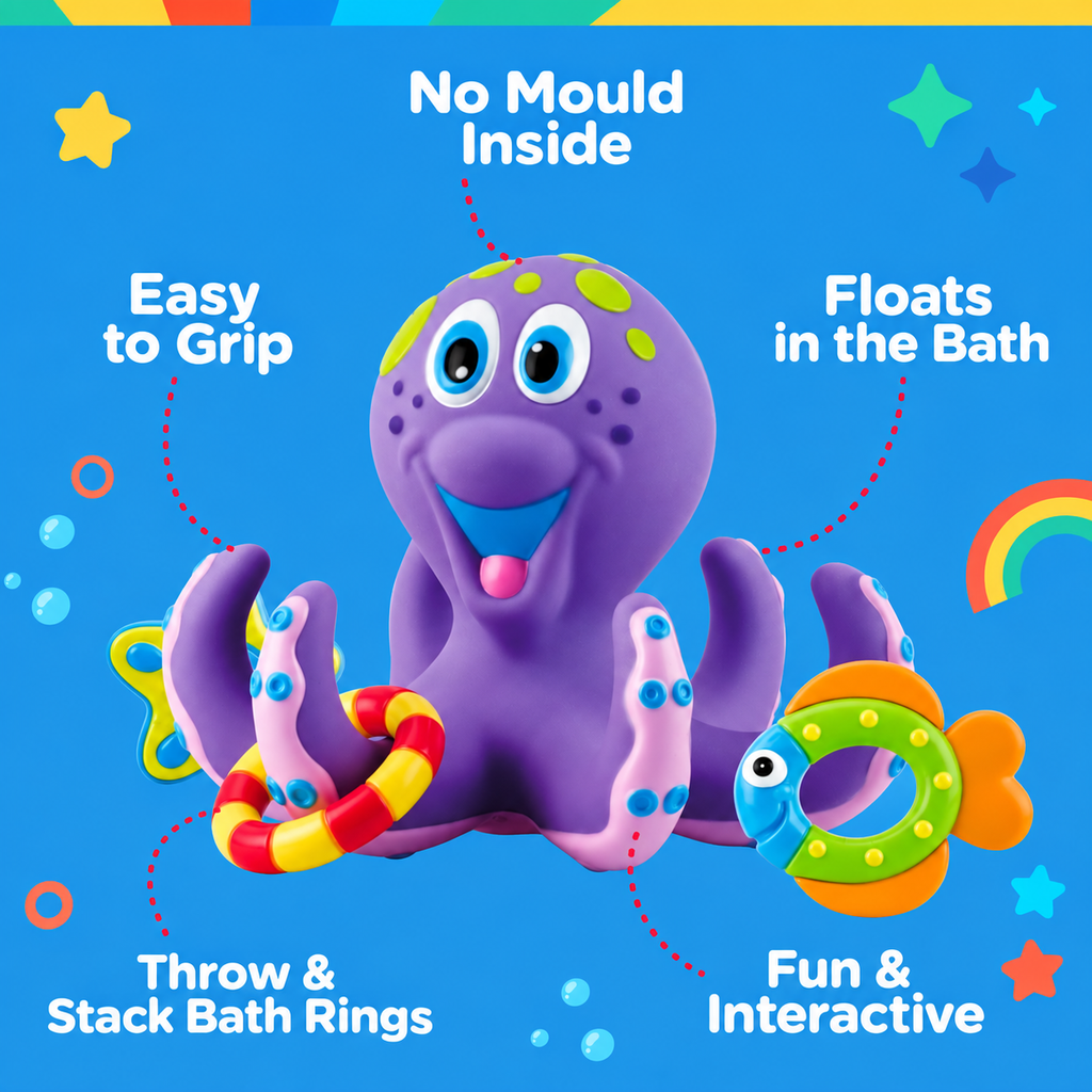 Toyliva Octopus Bath Ring Toss Toy for Babies 18 Months and Up